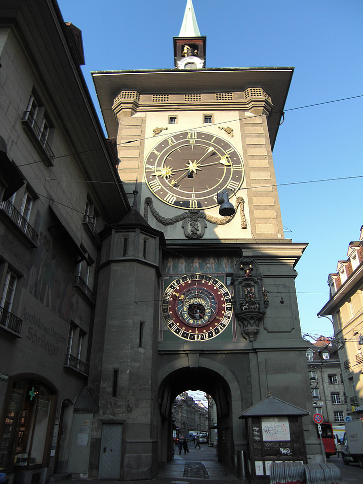Bern, hodinová věž, hodiny, Švýcarsko, staré město