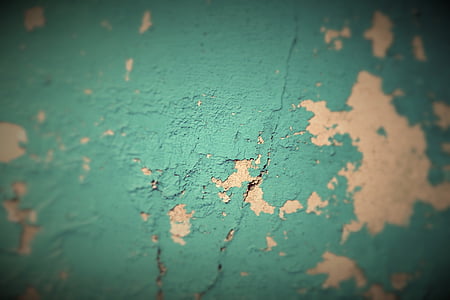 油漆剥落, 剥落漆, 垃圾摇滚, 绿松石, 蓝色, 混凝土, 墙上