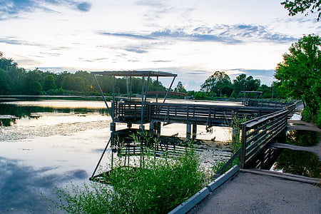 lake, park, dock, fishing, contrast, nature, scenic