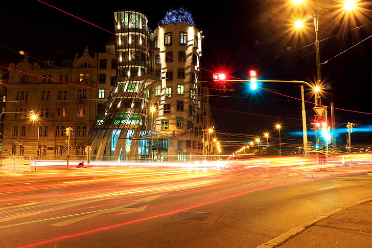 temps, lapse de, fotografia, Praga, ciutat, urbà, carrer