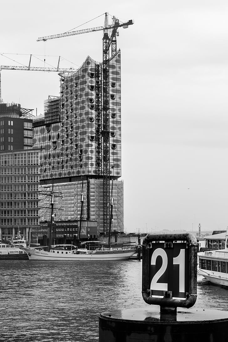 Hamburg, víz, Port, Hamburg-szimfónia, szám, folyó, daru