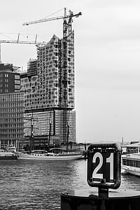 Hamburg, vatten, hamn, Hamburg symfoni, antal, floden, Crane