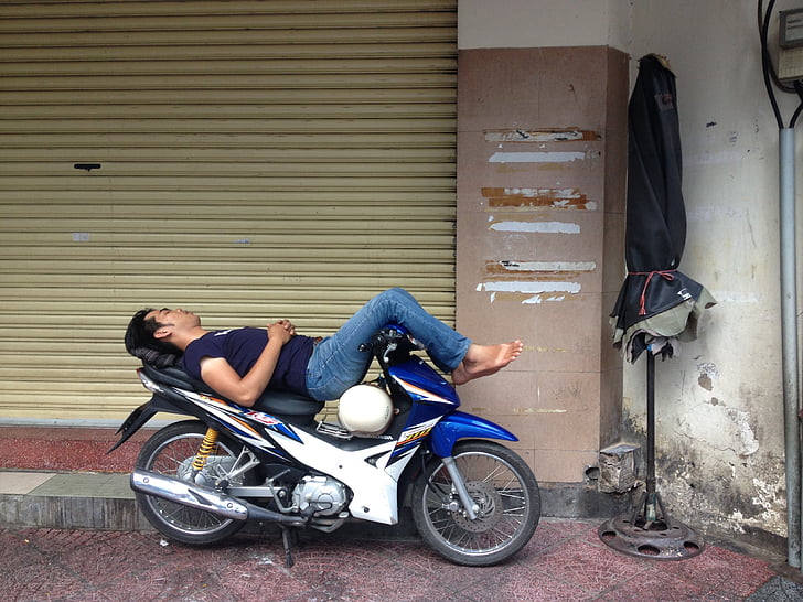 vietnam, saigon, ho chi minh city, asia, city, sleeping, motorbike