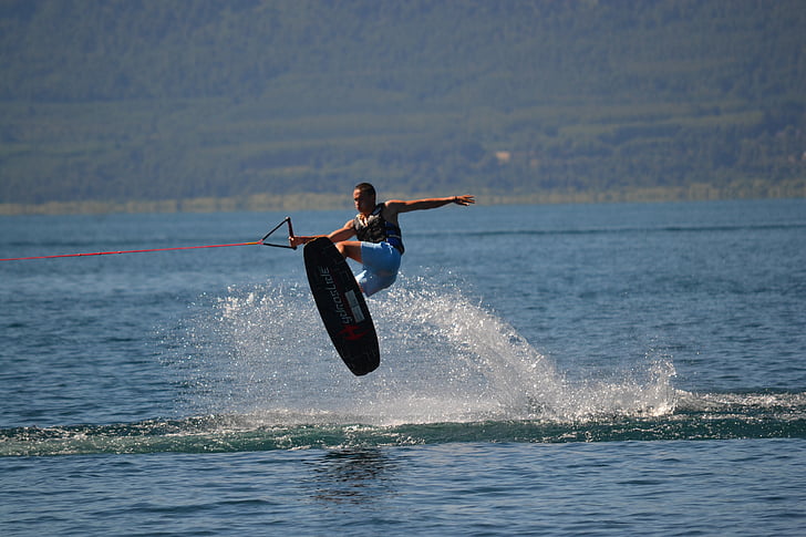 wakeboard, hoppe, vann, Lake, Chile, Sør, villarica