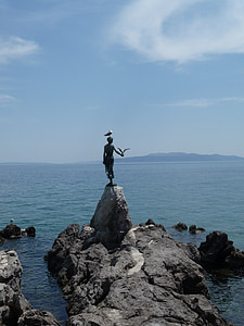 staty, Flicka, Seagull, landmärke, Opatija, Abbazia, Kroatien