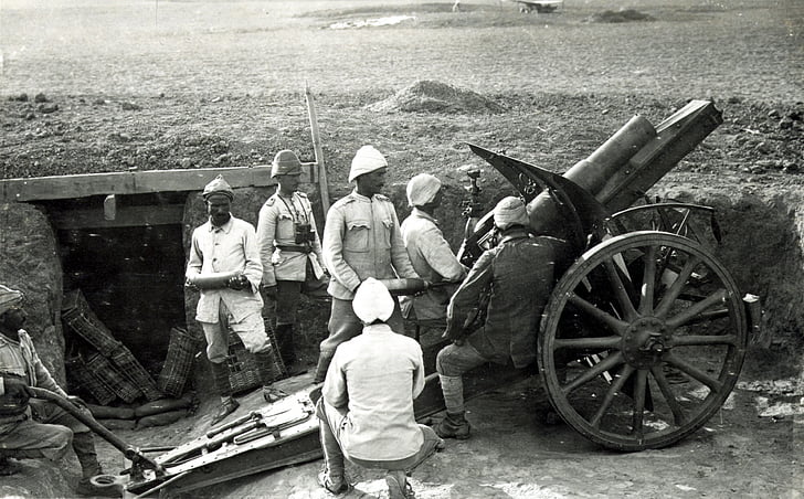 Haubits, Gun, Turkiet, första världskriget, WW1, första världskriget, golv