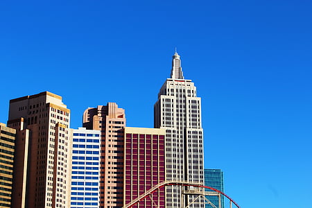 rakennukset, New Yorkissa, Casino, Hotel, Las Vegasissa, Vegas, sininen taivas