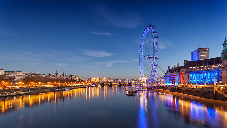 London Eye-maailmanpyörä, Maailmanpyörä, Lontoo, Englanti, Maamerkki, Thames, River