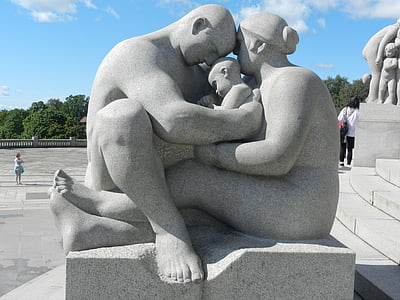 art, famille, Pierre, sculpture, installation de Vigeland, Parc Frogner, Oslo