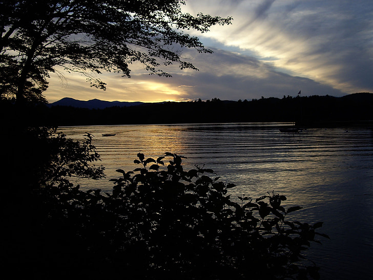 Maine, pôr do sol, Lago, paisagem, natureza selvagem, cenário, natural