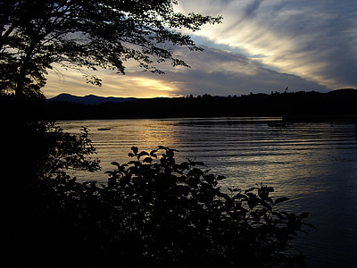 Maine, zachód słońca, Jezioro, krajobraz, bezdroża, dekoracje, naturalne