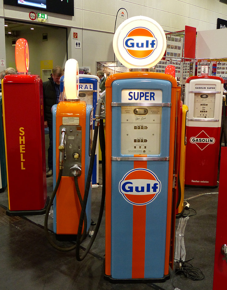 bensinpump, bensinstationer, Oldtimer, bränsle, bensin, tanka, gas