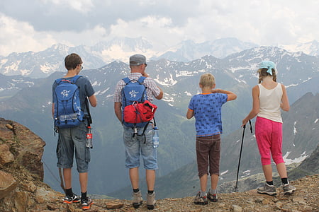 perhe, matka, Italia, Alpit, vaeltaa, näkymät, Dolomiitit
