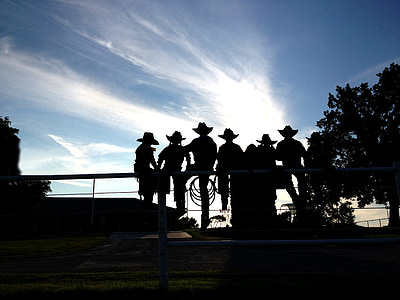 Cowboys, cowgirls, kerítés, kalap, ország, lány, nyugati