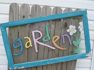 jardin, art, clôture, photo, cadre, décoration, turquoise