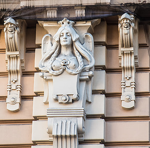 Letônia, Art nouveau, Estados bálticos, Riga, edifício, arquitetura, fachada da casa