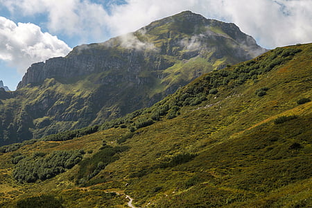 golm, montafon, austria, golm railway, mountains, clouds, hiking