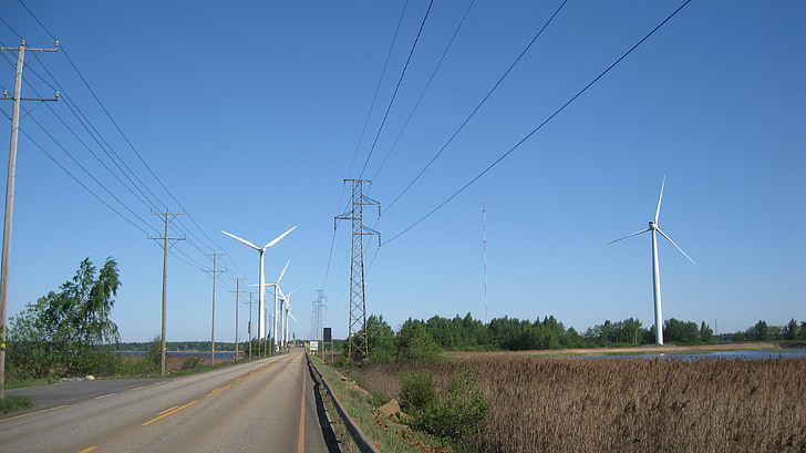 pori, reposaari, bridge, wind power, wind turbine, straight road, lined up