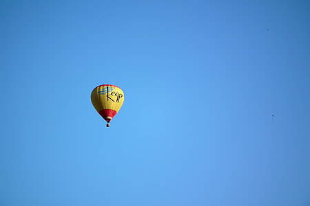 balon, potovanje, nebo, letenje, prevoz, rumena, modra
