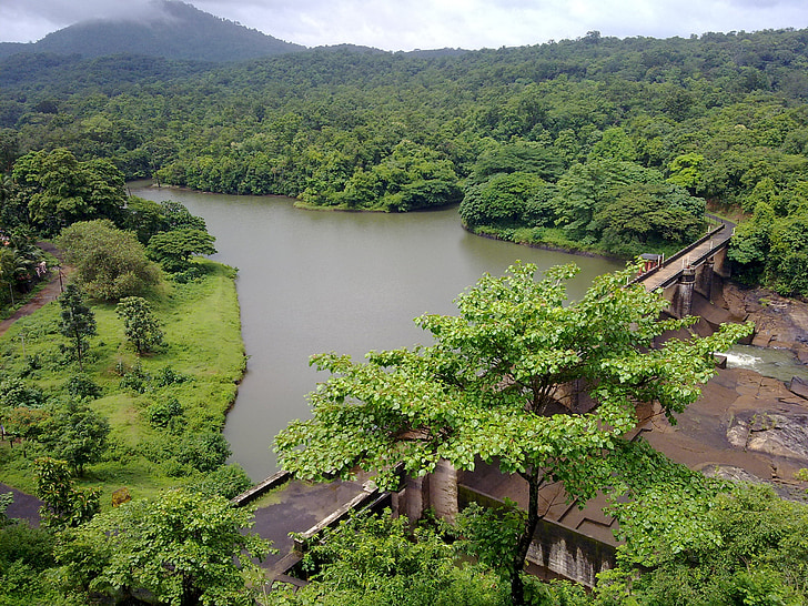 Kerala, rieka, India, ottackal, Most, subtropické