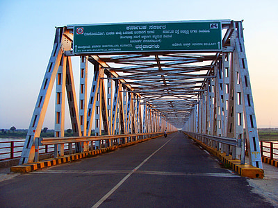 Bridge, jõgi, tungabhadra, raichur, Karnataka, India