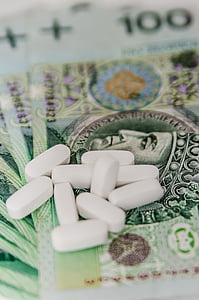 léky, peníze, lék, tablety, lékárna, lékařské, nemoc