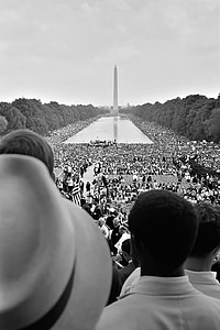 Μνημείο της Ουάσιγκτον, Ουάσινγκτον, Περιφέρεια της Κολούμπια, κίνημα ειρήνης, 1963, μαύρο και άσπρο, ΗΠΑ