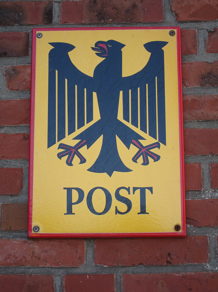 service, shield, post, german, federal post office, deutsche post, federal eagle