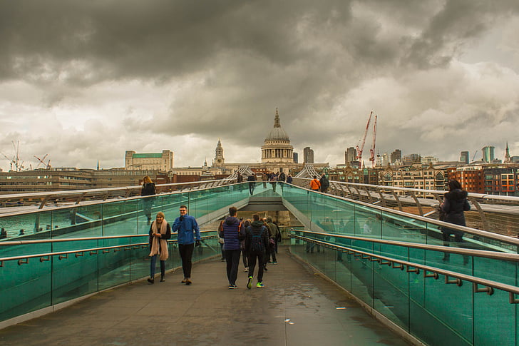 london, people, bridge, line