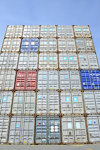 container, toren, muur, handel hub, poort, vak, cargo container