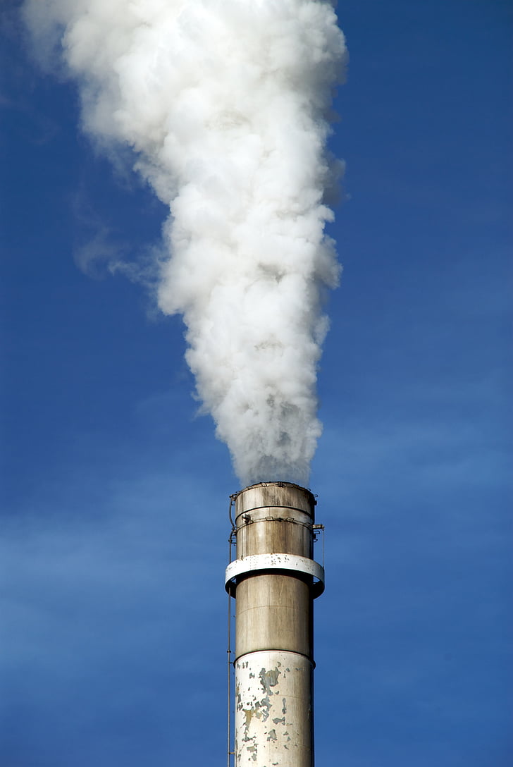 industrial, chimenea, fábrica, producto químico, contaminación, humo, cielo