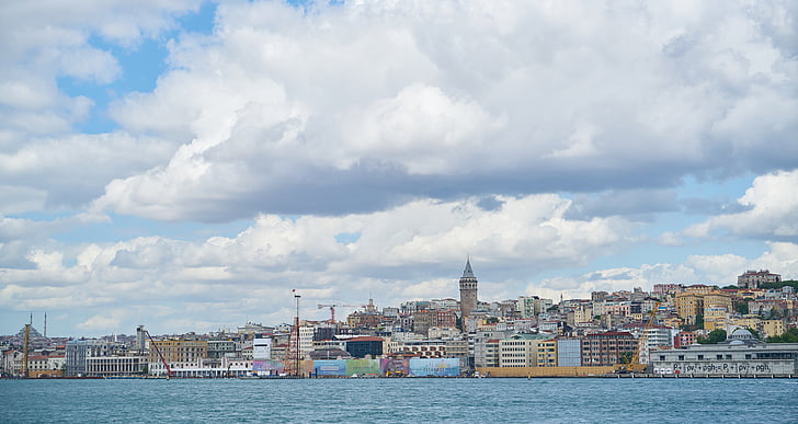 Galata tower, Istanbul, Turkije, landschap, op, samenstelling, perspectief