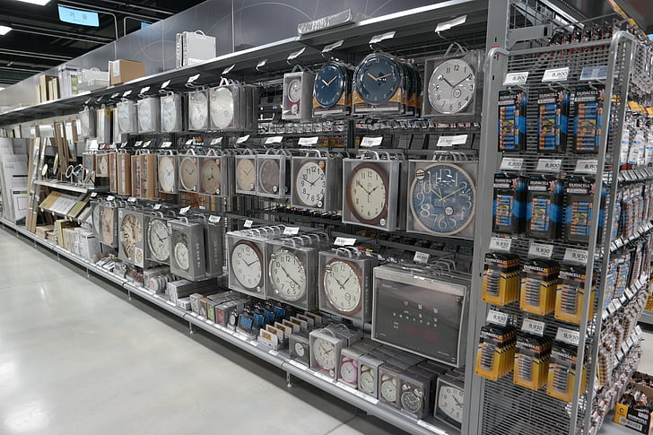 clock, department store, time
