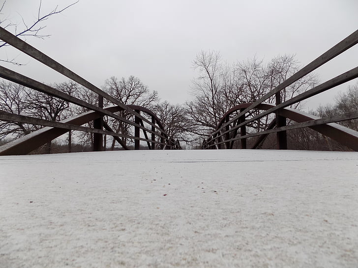 Bridge, tuyết, lối đi, mùa đông, cảnh quan, Thiên nhiên, công viên