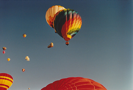 balloons, hot air balloon, colorful, vibrant, albuquerque, aerial, sky