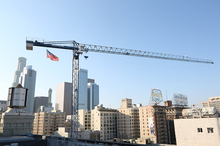 crane, cityscape, city, urban, construction, skyline, skyscraper
