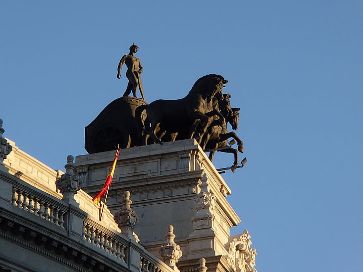 statue, Quadriga, hest, monument