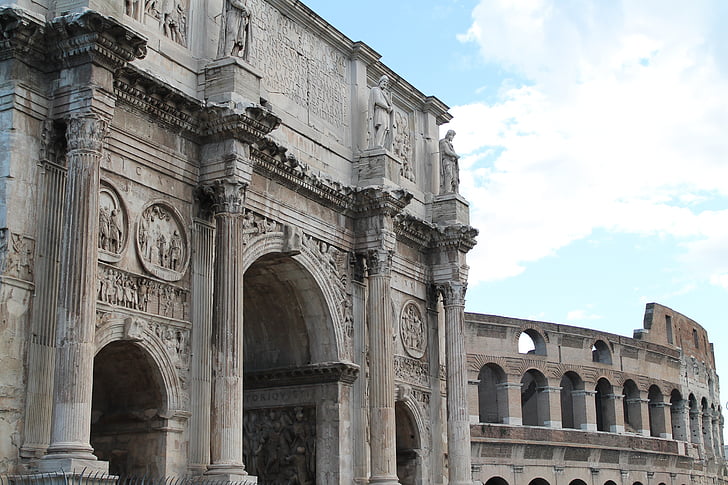 rome, arc, trajan, romano, monument, colosseum, trajan's arch