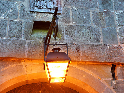 lanterne, lampe, éclairage, nuit, antique, lumière, en plein air