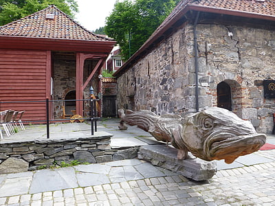 vis, oude huizen, traditie, Denemarken, beeldhouwkunst, Museum, cijfers