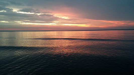 sea, poland, sunset, the baltic sea, holidays, water, peace of mind
