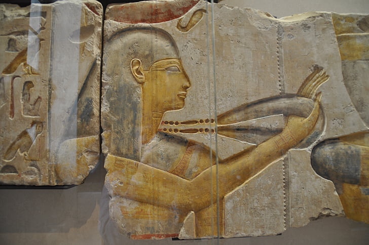 BAS relief, Egiptus, Antiikaja, ning, Louvre, Egiptuse muuseum, Pariis