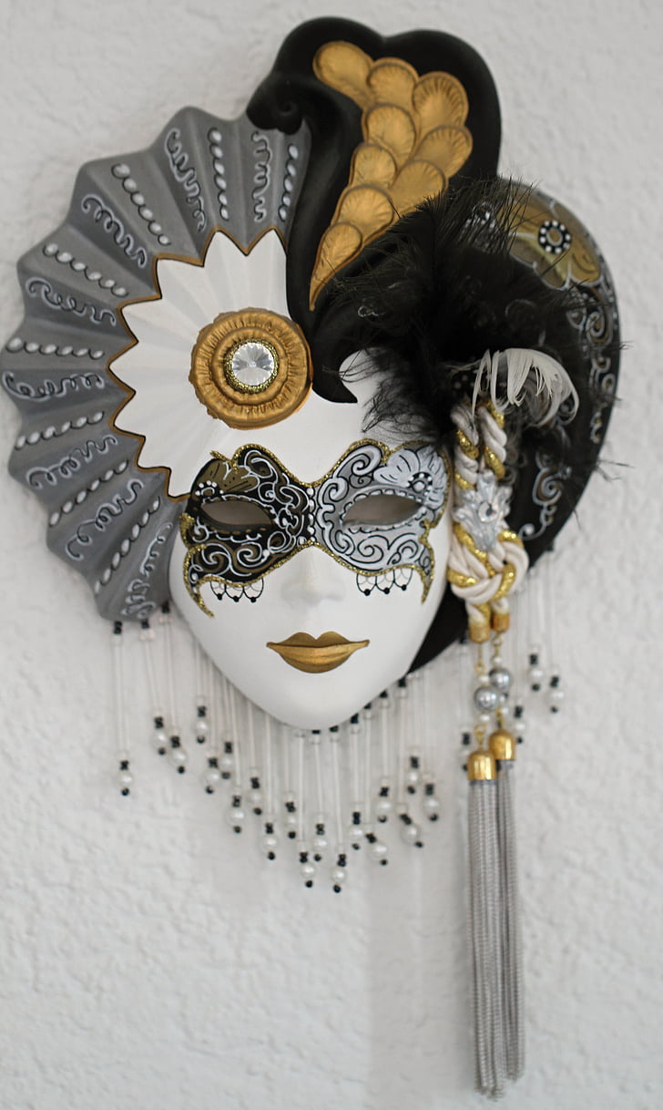 veneciano, máscaras, Italia, Venezia, tocado, anualmente, celebración