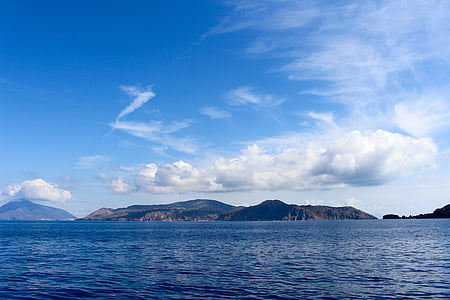 Lipari, Italien, ön, molnet, havet, Frakt, Ocean
