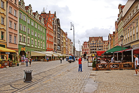 Wroclaw starega mestnega jedra, Poljska, Vroclav, središče, staro mestno jedro, na trgu, mestna hiša