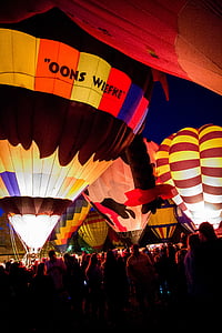 balón, teplovzdušný balón, noc, dav, Cestovanie, farebné, lietať