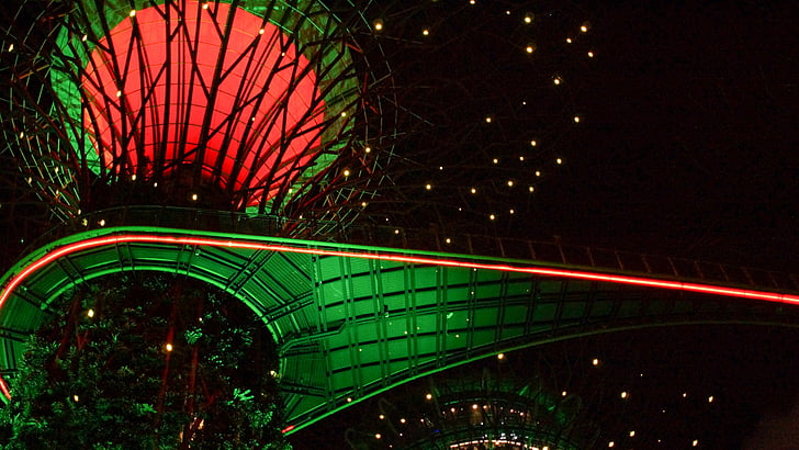 Singapur, Näita, öö, linna areenil, valgustatud