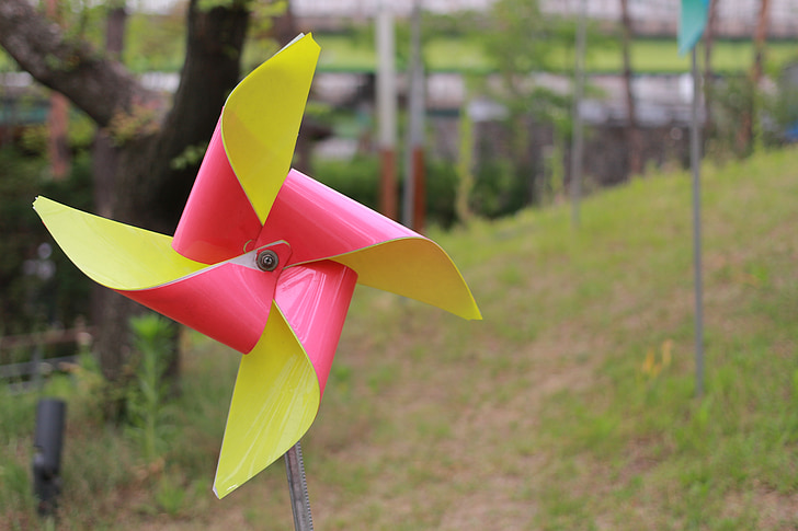pinwheel, park, wind, children's toys, toy, park setup, installation art