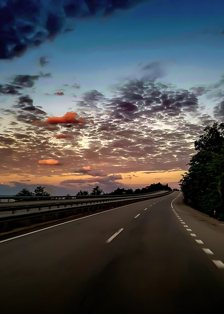 sunset, road, coastline, the way forward, cloud - sky, sky, no people