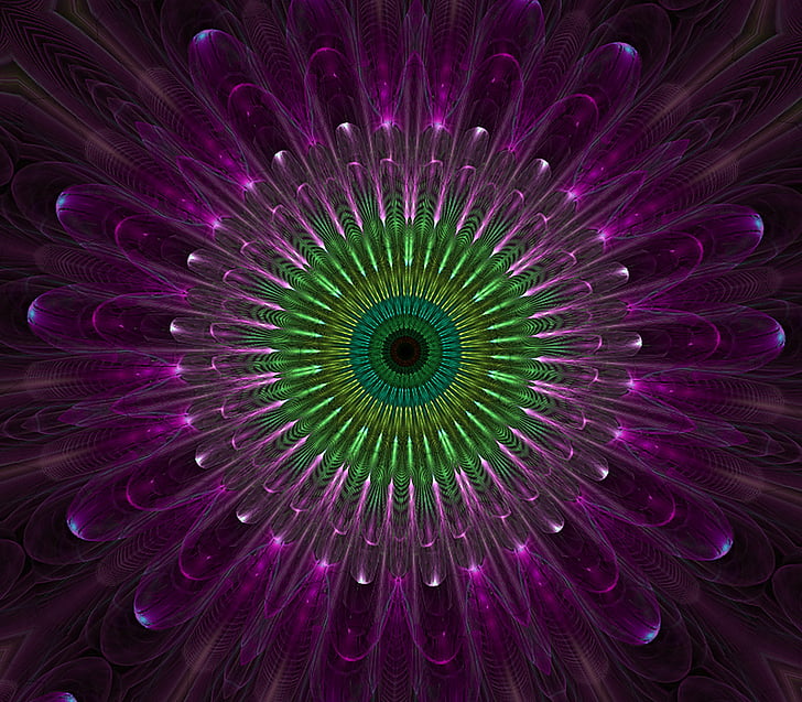purple, mandala, fractal, glass, abstract, digital, art